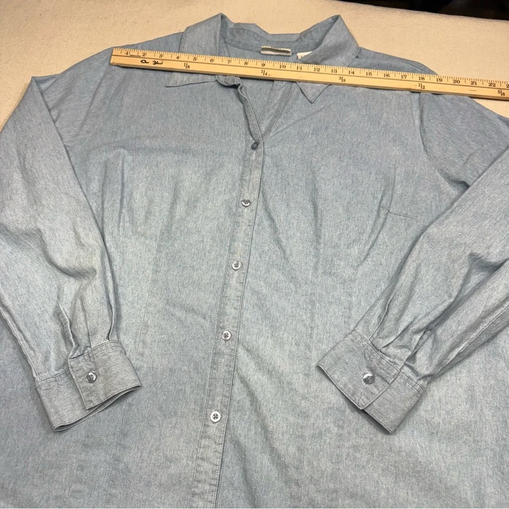 White Stag Woman - Light Blue Denim Shirt - Size 2X (18W/20W) - Picture 8 of 12